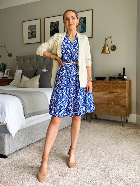 @merrickwhitecollection blue floral dress + linen blazer summer workwear 

#LTKSeasonal #LTKStyleTip #LTKWorkwear