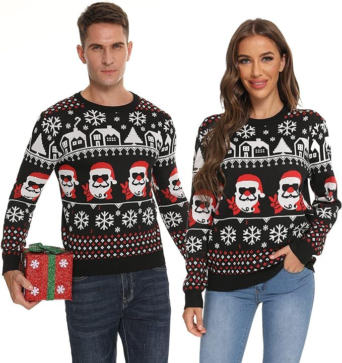 Kaprolife Unisex Ugly Christmas Sweater for Men Women Funny Santa Tree Snowflakes Xmas Pullover S... | Amazon (US)