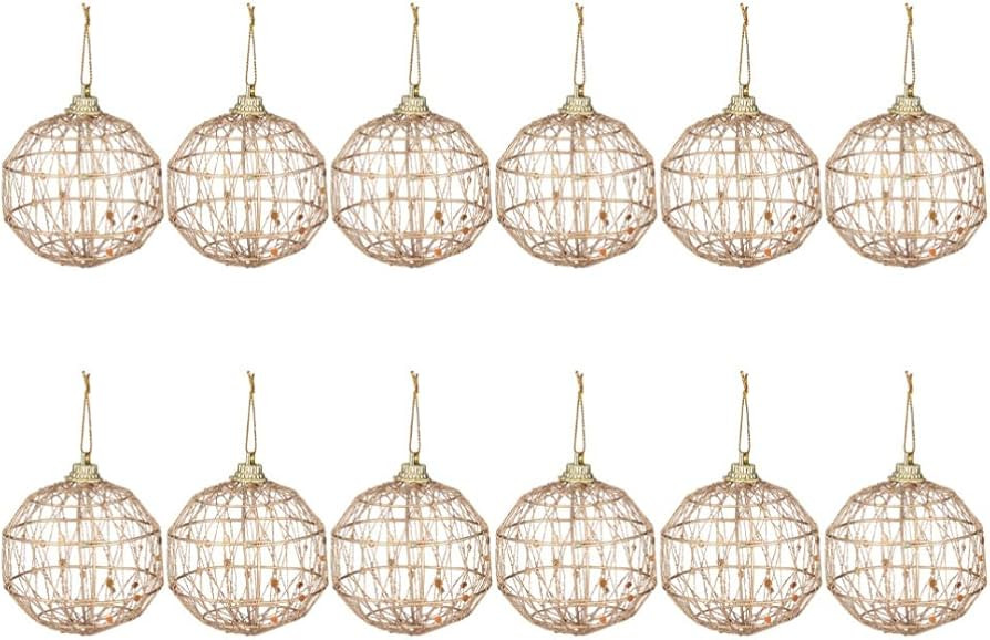 Toyvian Golden Christmas Ornaments: Hollow Iron Wire Ornaments Shatterproof Xmas Baubles Balls Ch... | Amazon (US)