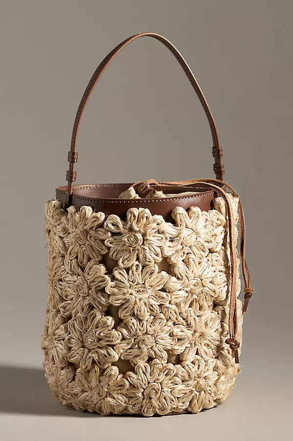 Ravello Floral Straw Bucket Bag | Anthropologie (US)