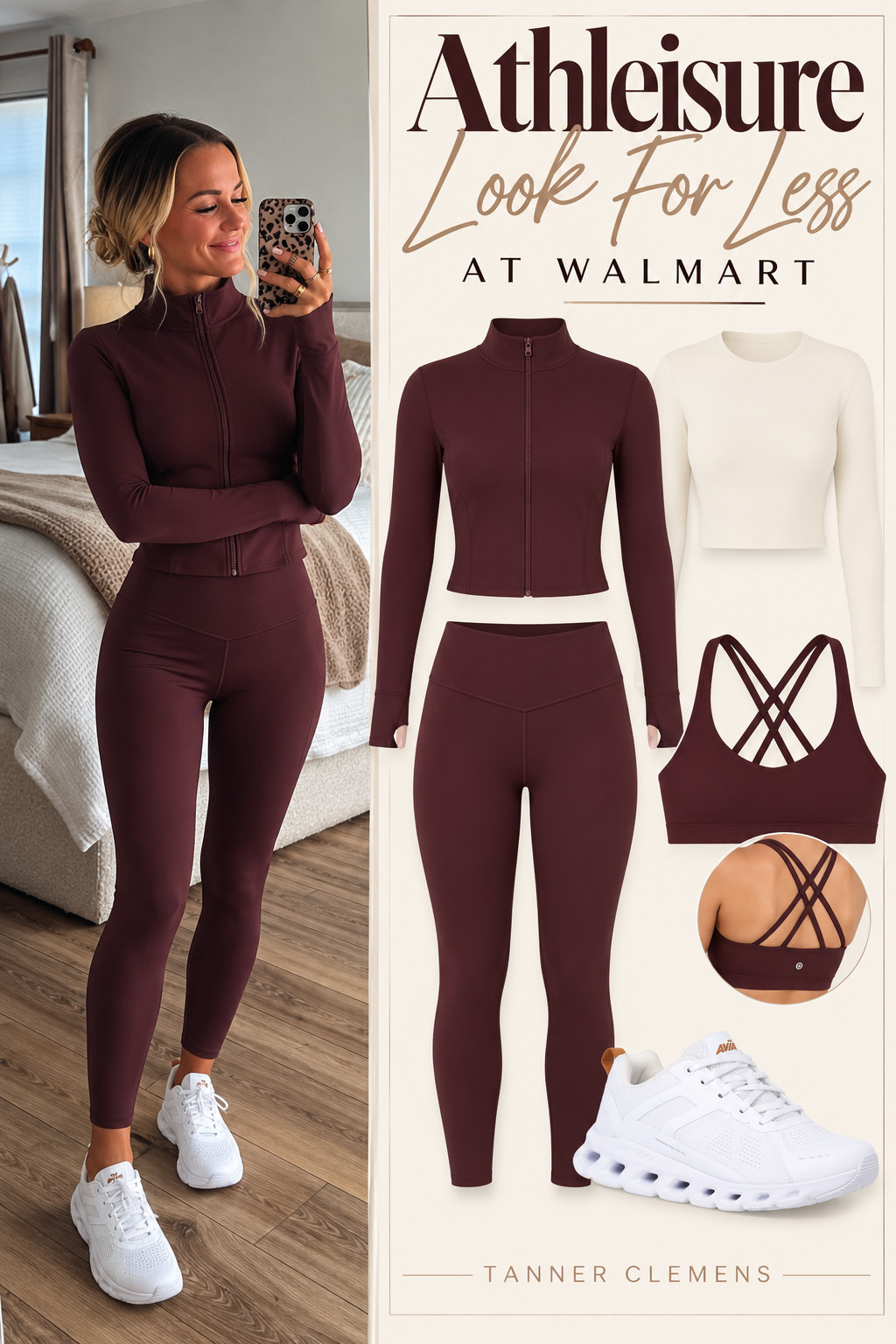 Okay stop right now- this is a seriously amazing look for less right from Walmart. First and foremost- these sneakers. They are a complete look alike and in feel to the brand name. These workout pieces are amazing quality and look just like the leading athletic brands I love. This whole look is a fraction of the cost of the brand names! Add to cart immediately! 

 #LTKootd #LTKfitnessgoals #LTKmomlife