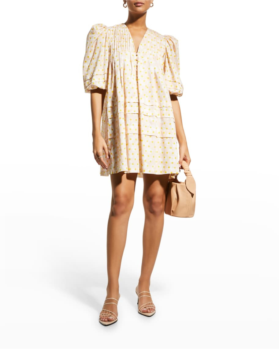 Hunter Bell NYC Jenkins Animal-Dot Babydoll Mini Dress | Neiman Marcus