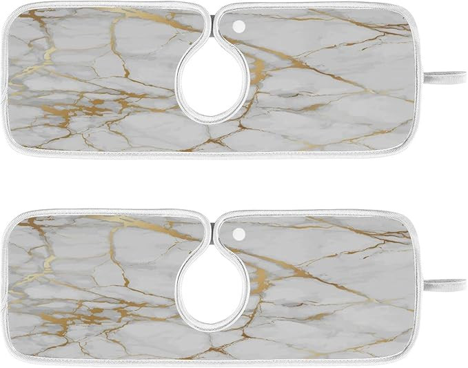Gold White Marble Faucet Absorbent Mat Kitchen Sink Splash Guard Behind Faucet Handle Drip Catche... | Amazon (US)