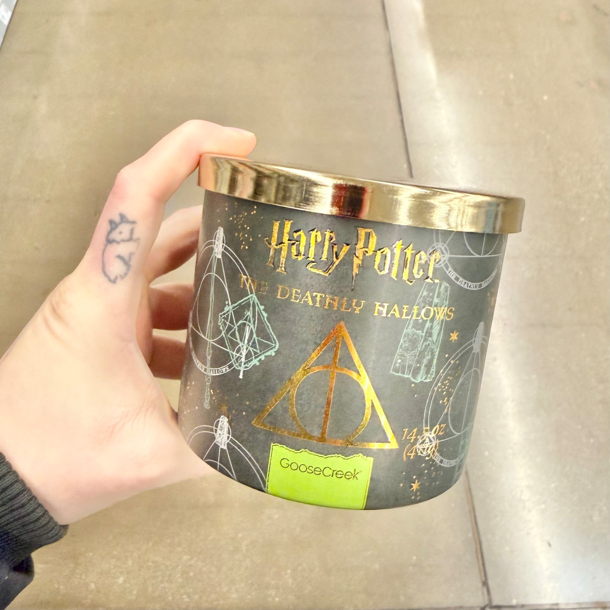 @walmart 
Goose Creek Harry Potter Deathly Hallows 3-wick Ancient Cedar, Forest Pine, Eucalyptus Mist & Forbidden Moss Scented Jar Candle, 14.5oz
$13.22

#LTKHome #LTKFindsUnder50