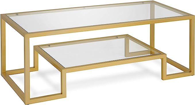 Henn&Hart Modern Geometric-Inspired Glass Coffee Table, One Size, Gold | Amazon (US)