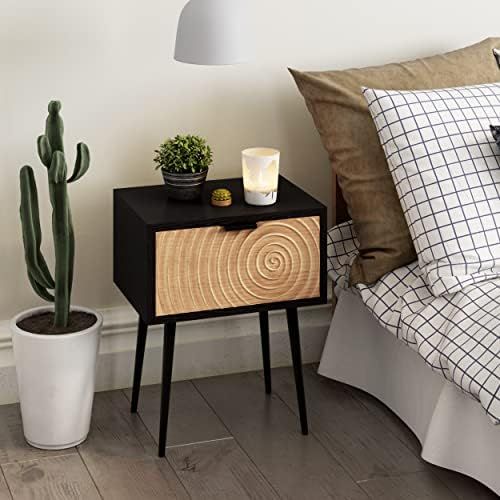 COZAYH Modern Farmhouse Living Room Nightstand, Drawer with Handcrafted Wood Ring Motif, 1-Drawer... | Amazon (US)