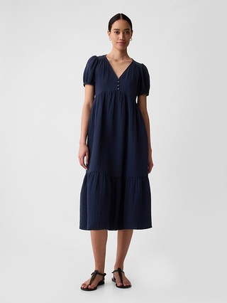 Crinkle Gauze Midi Dress | Gap (US)