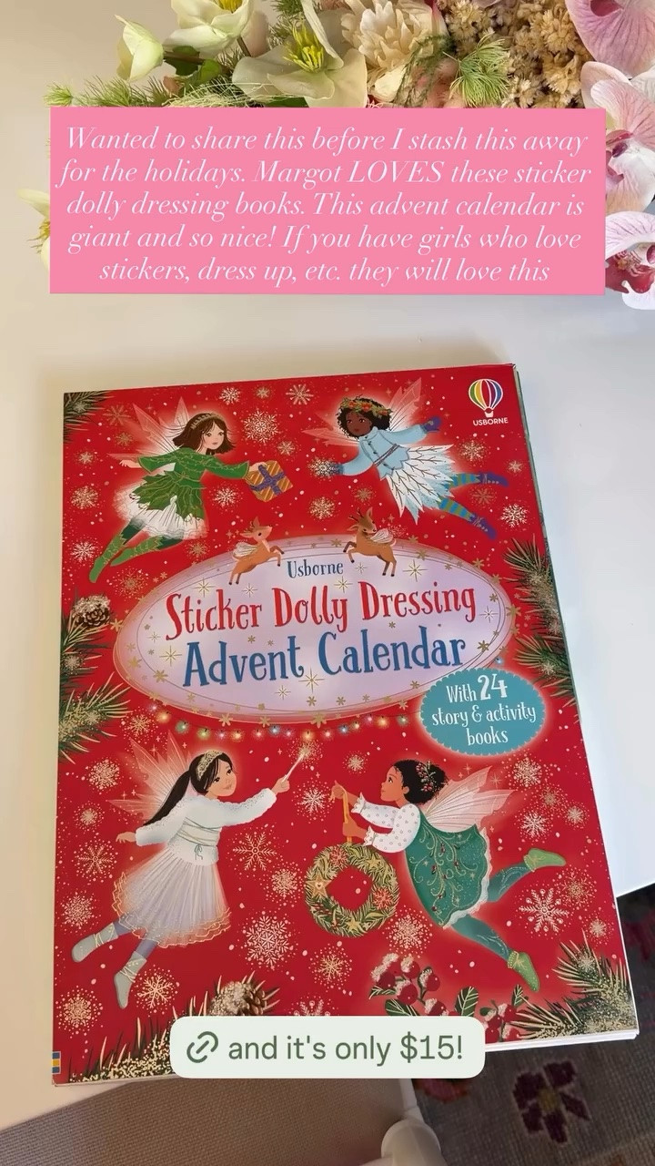 Wanted to share this before I stash this away for the holidays. Margot LOVES these sticker dolly dressing books. This advent calendar is giant and so nice! If you have girls who love stickers, dress up, etc. they will love this