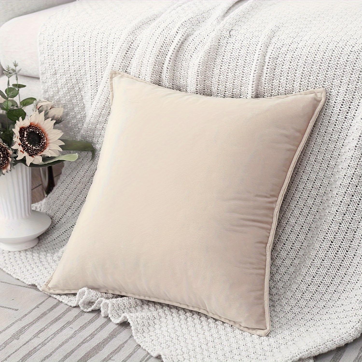 TEMU 1pc, Soft Velvet Edging Pillowcase, Candy Colored Sofa Decorative Cushion Cover, Without Pillow Core | Temu Affiliate Program