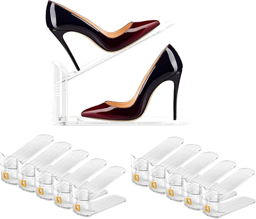 Shoe Slot Organizer Clear Shoe Stackers Organizers for Closet Space Saver Holder Shelf Organizado... | Amazon (US)