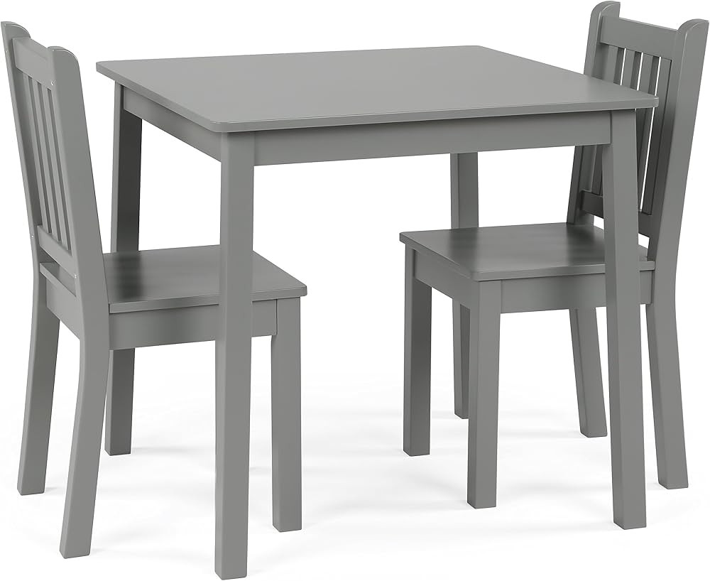 Humble Crew Kids Wooden Table and 2 Chairs Set, Grey - Square Kids Table and Chair Set for Toddle... | Amazon (US)