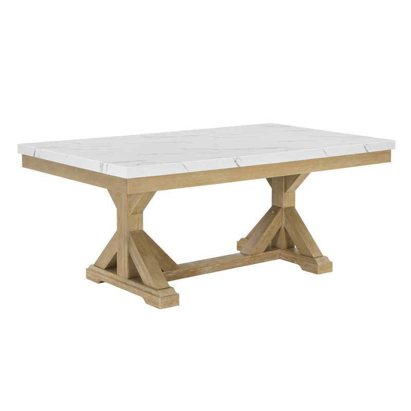 Lupe Faux Marble Rectangular Dining Table in Rustic Beige | 1stopbedrooms