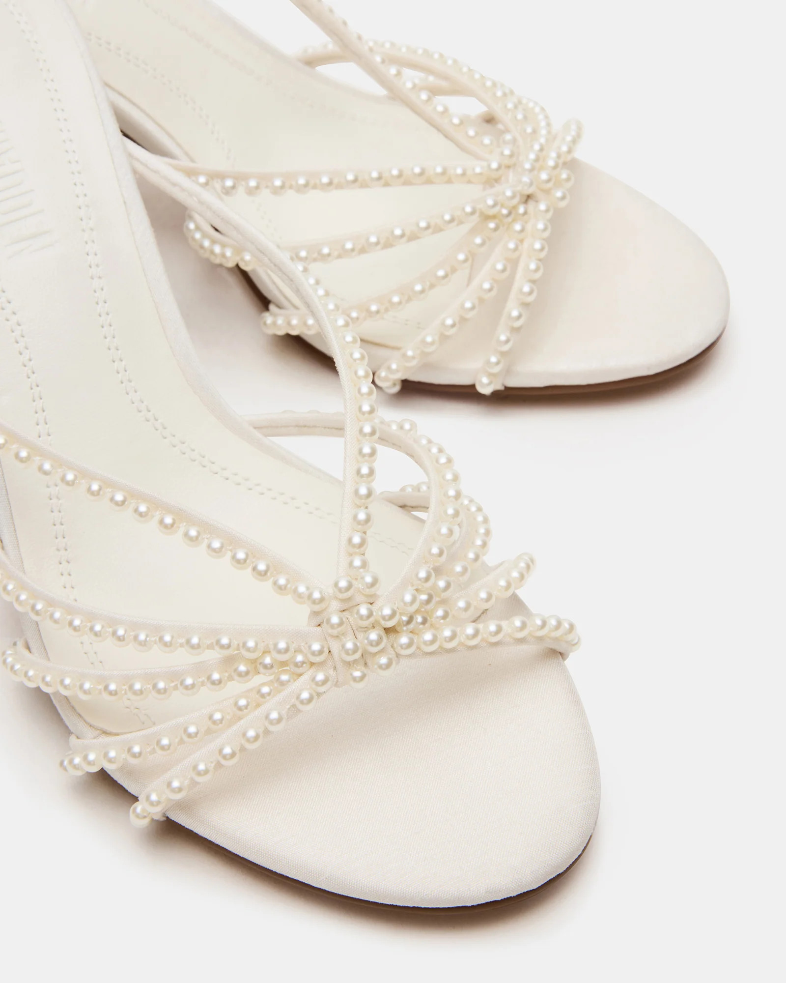 EDNA Pearl White Strappy Mule Women's Heel | Steve Madden (US)