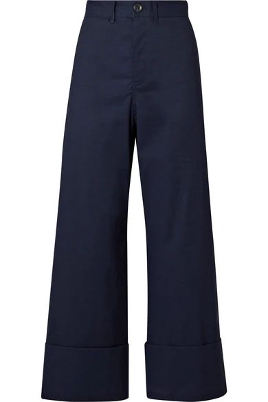 Cropped stretch-poplin wide-leg pants | NET-A-PORTER (US)