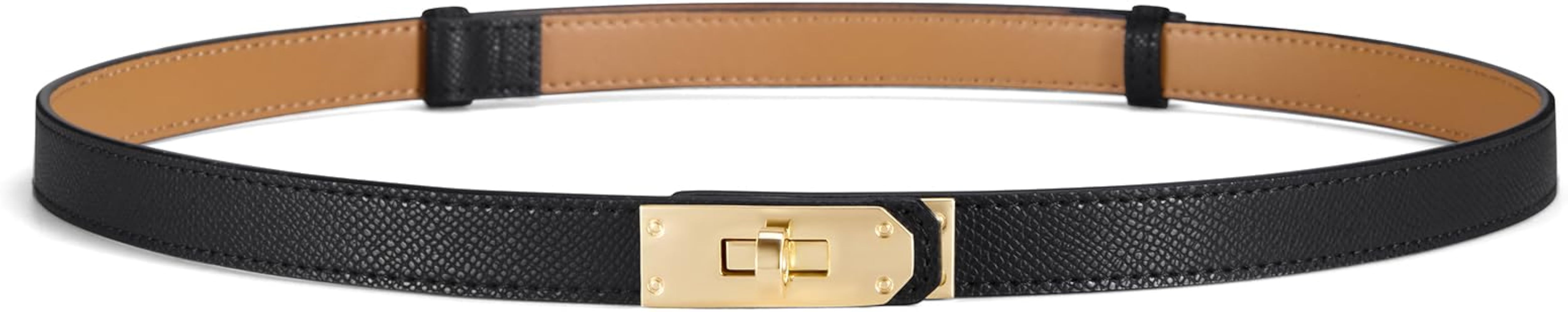 Fianmy Skinny Leather Belts for Women with Adjustable Silver Turn-Lock Buckle for Dresses Jeans a... | Amazon (US)