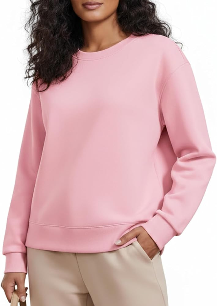 PINSPARK Soft Crewneck Sweatshirt for Women Long Sleeve Lightweight Pullover Yoga Casual Sweatshi... | Amazon (US)