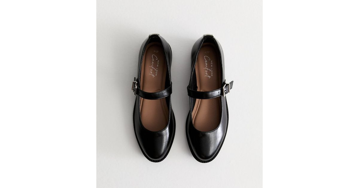 Black Leather-Look Mary Jane Shoes | New Look | New Look (UK)