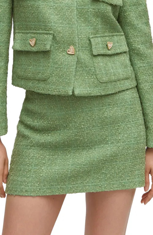 MANGO Tweed Miniskirt in Pastel Green at Nordstrom, Size Xx-Small | Nordstrom