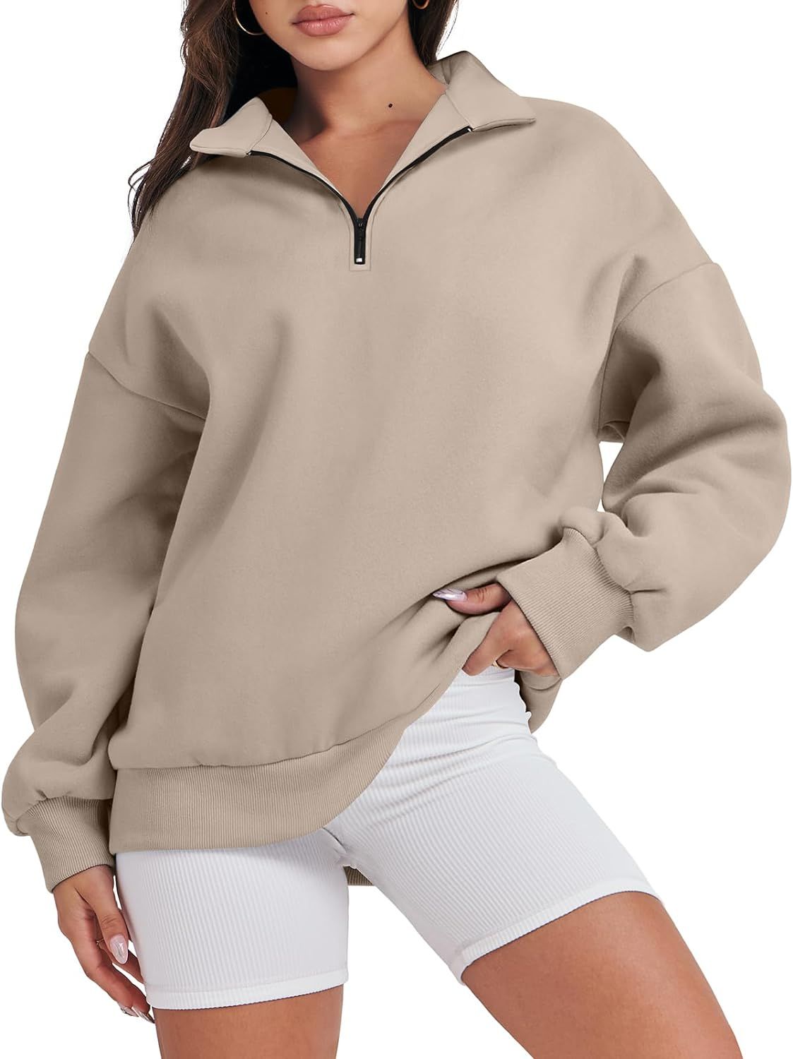 ANRABESS Women Long Sleeve Oversized Half Zip Pullover Sweatshirt Y2K Hoodie Sweater Trendy Fall ... | Amazon (US)