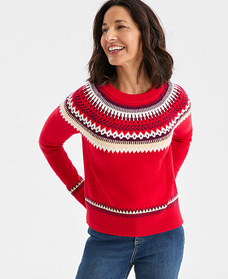 Style & Co Women's Crewneck Fair Isle Sweater, PXS-4X, Macy's Exclusive - Macy's | Macy's