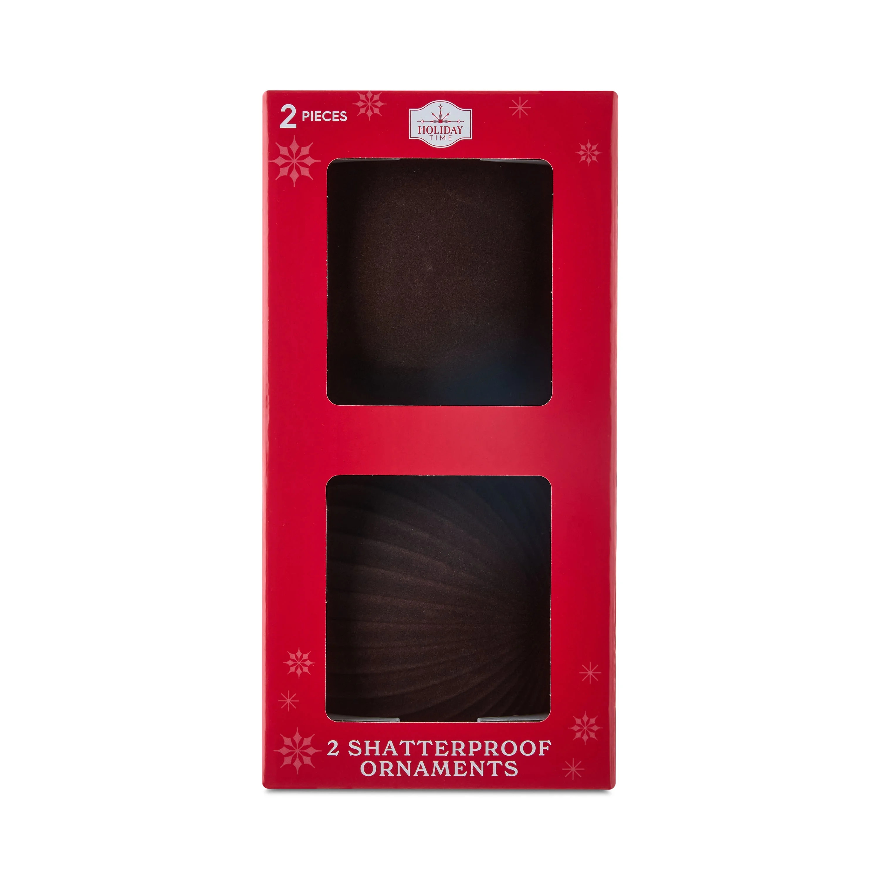 Dark Brown Flocked Jumbo Shatterproof Christmas Ornaments, 5.9", 2 Count, by Holiday Time | Walmart (US)