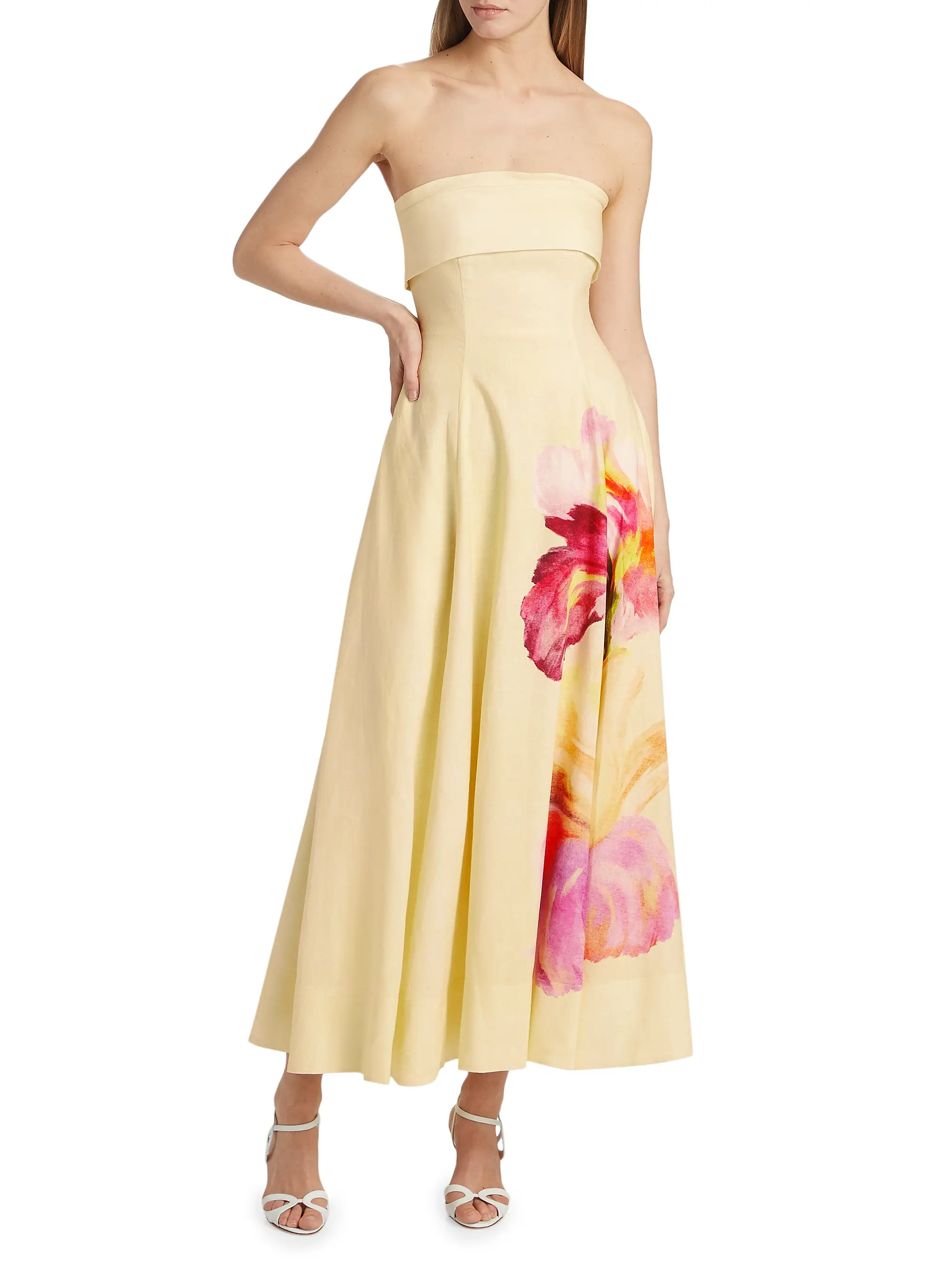 Melody Floral Linen-Blend Sleeveless Midi-Dress | Saks Fifth Avenue