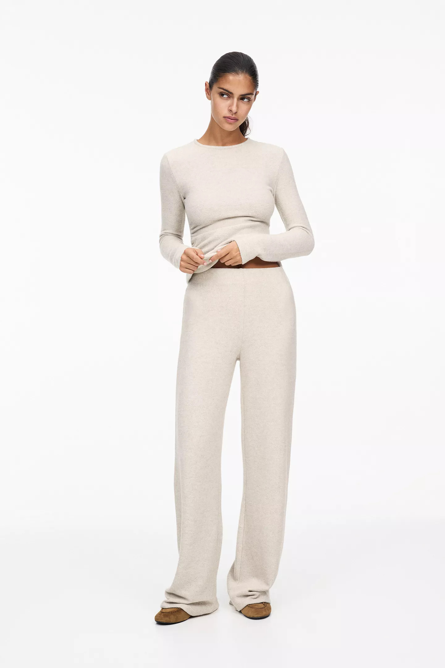 Wide-leg knit trousers | PULL and BEAR UK
