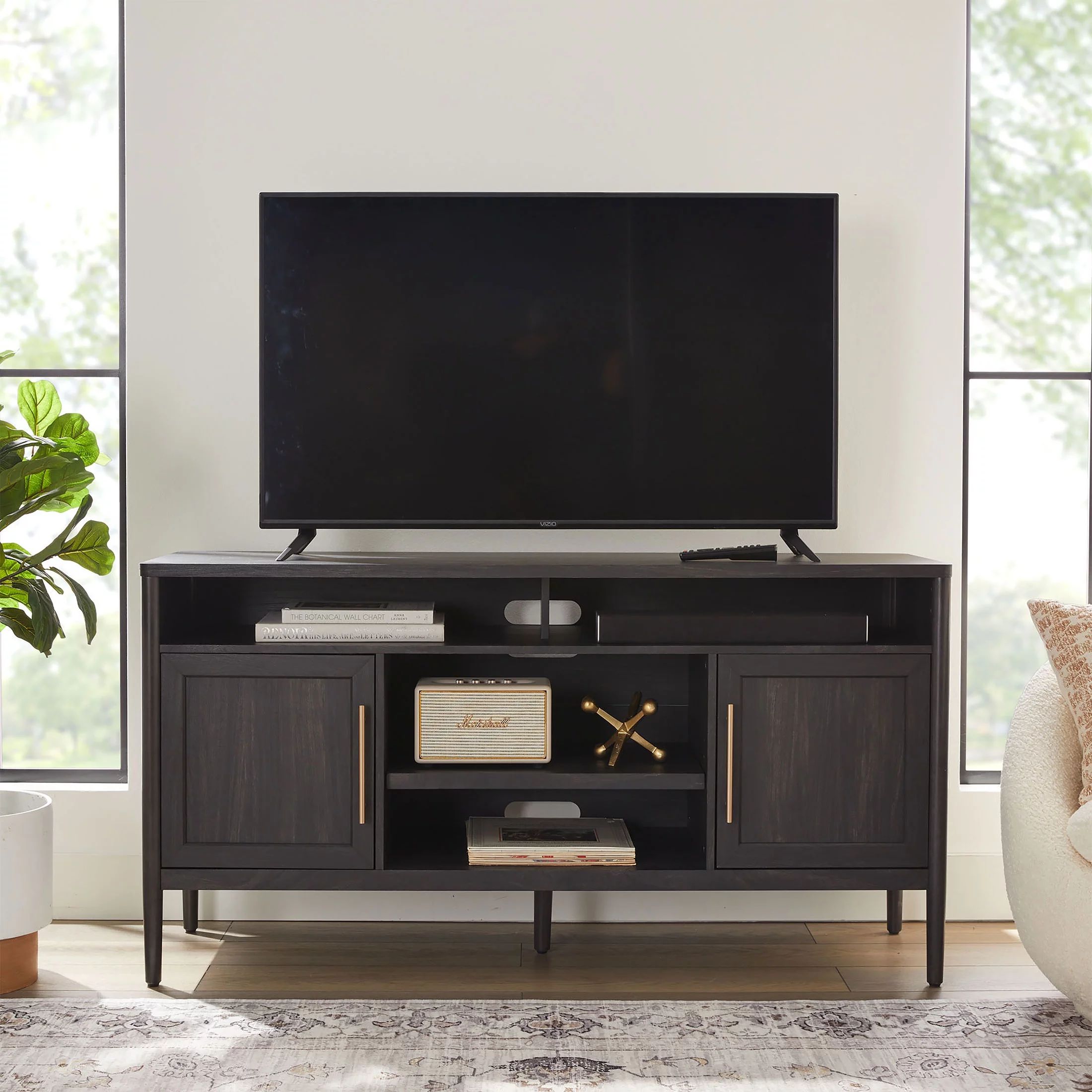 Better Homes & Gardens Oaklee TV Stand for TVs up to 70”, Charcoal finish | Walmart (US)