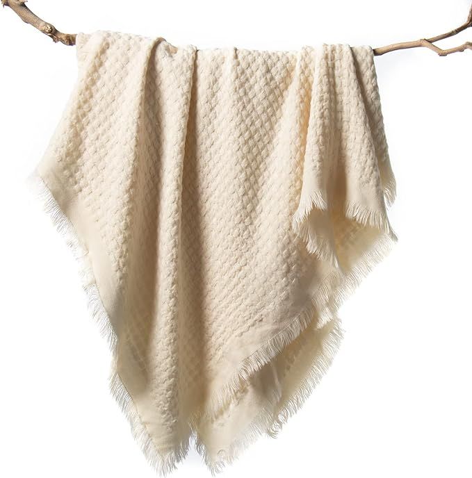 lifein Fall White Throw Blanket for Couch-Soft Boho Knit Throw Blanket,Cozy Farmhouse Waffle Knit... | Amazon (US)