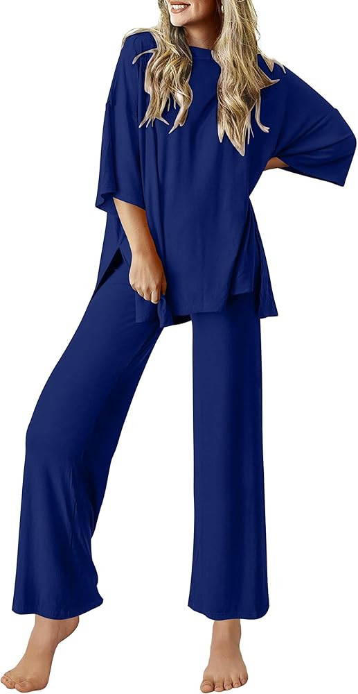 Ekouaer Lounge Sets for Women Short Sleeve Tops and Long Pants Soft Comfy Pajamas Set 2 Piece Out... | Amazon (US)