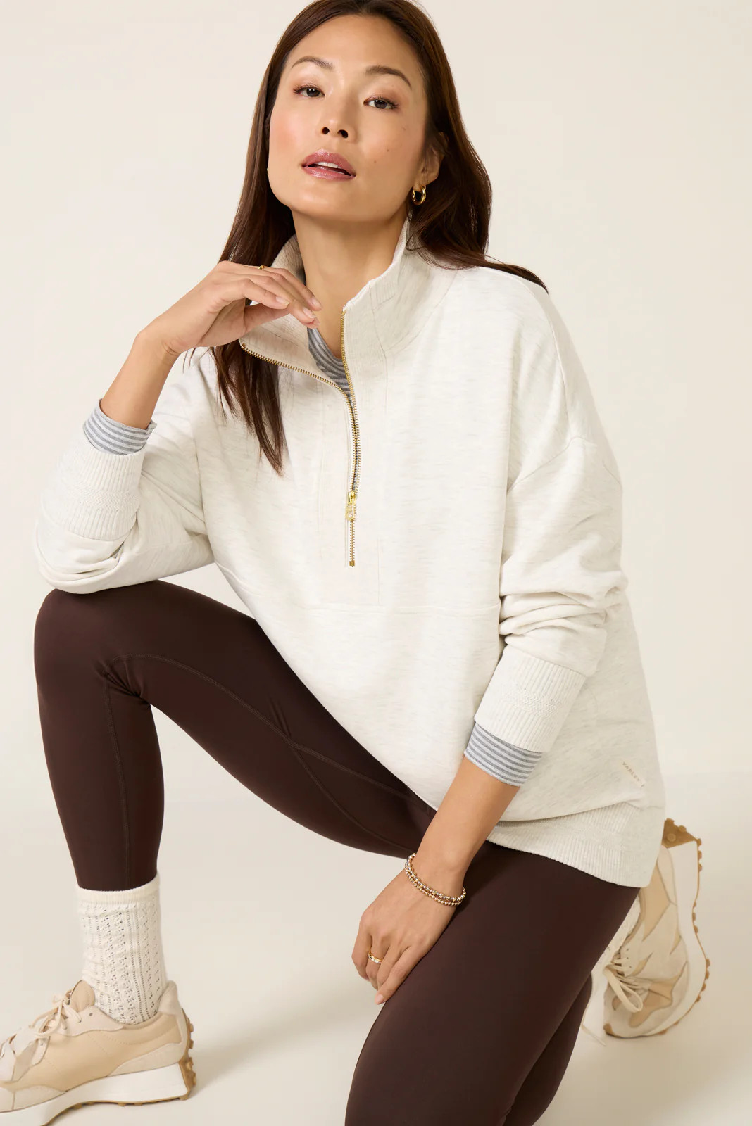 Molly Half Zip Longline Sweat | Evereve
