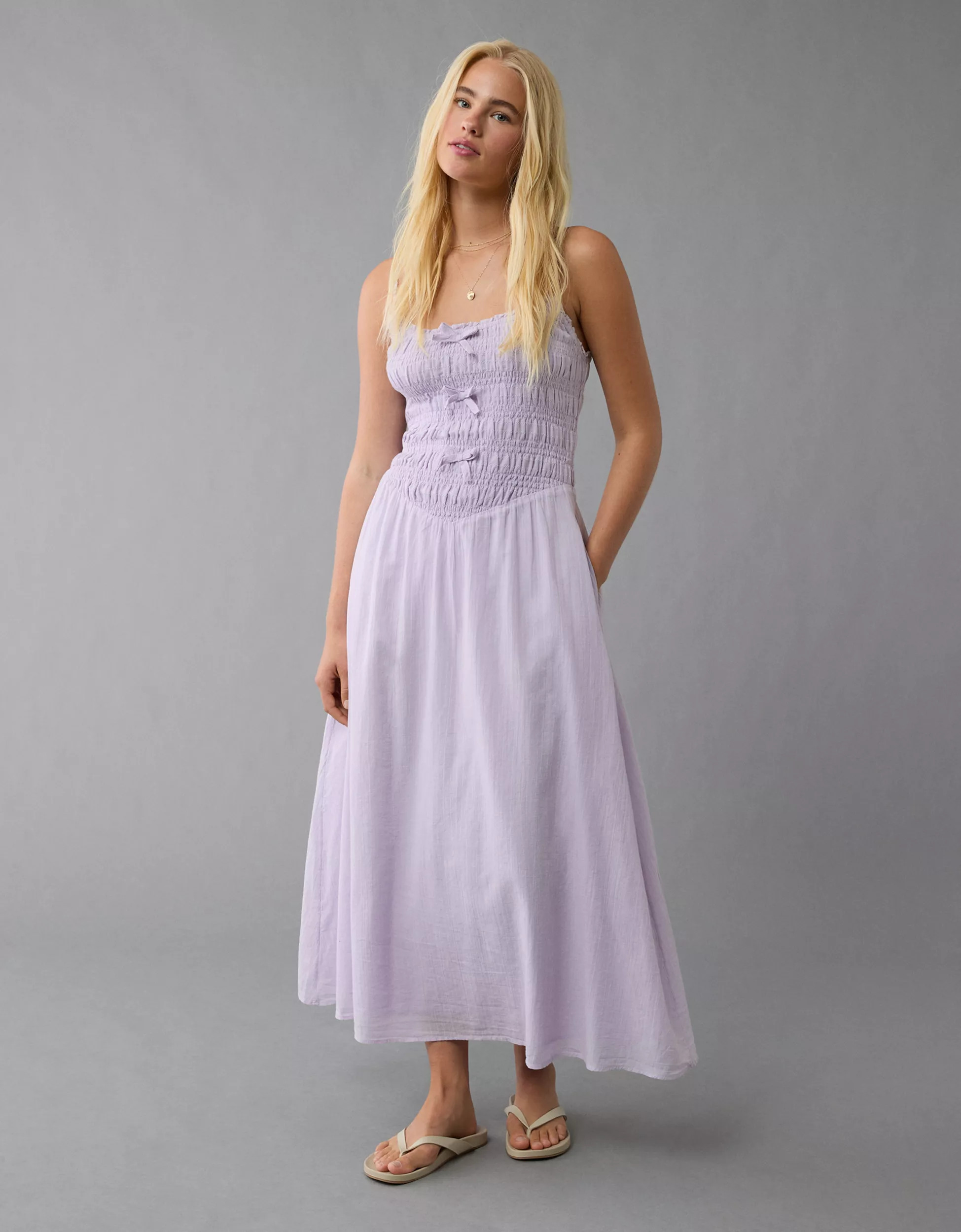 AE Bella Bow Midi Dress | American Eagle Outfitters (US & CA)