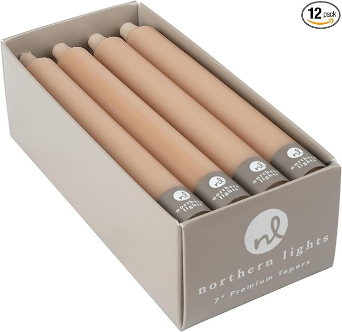 Northern Lights Candles - 7" 12pk Tapers - Tan - 71756 | Amazon (US)