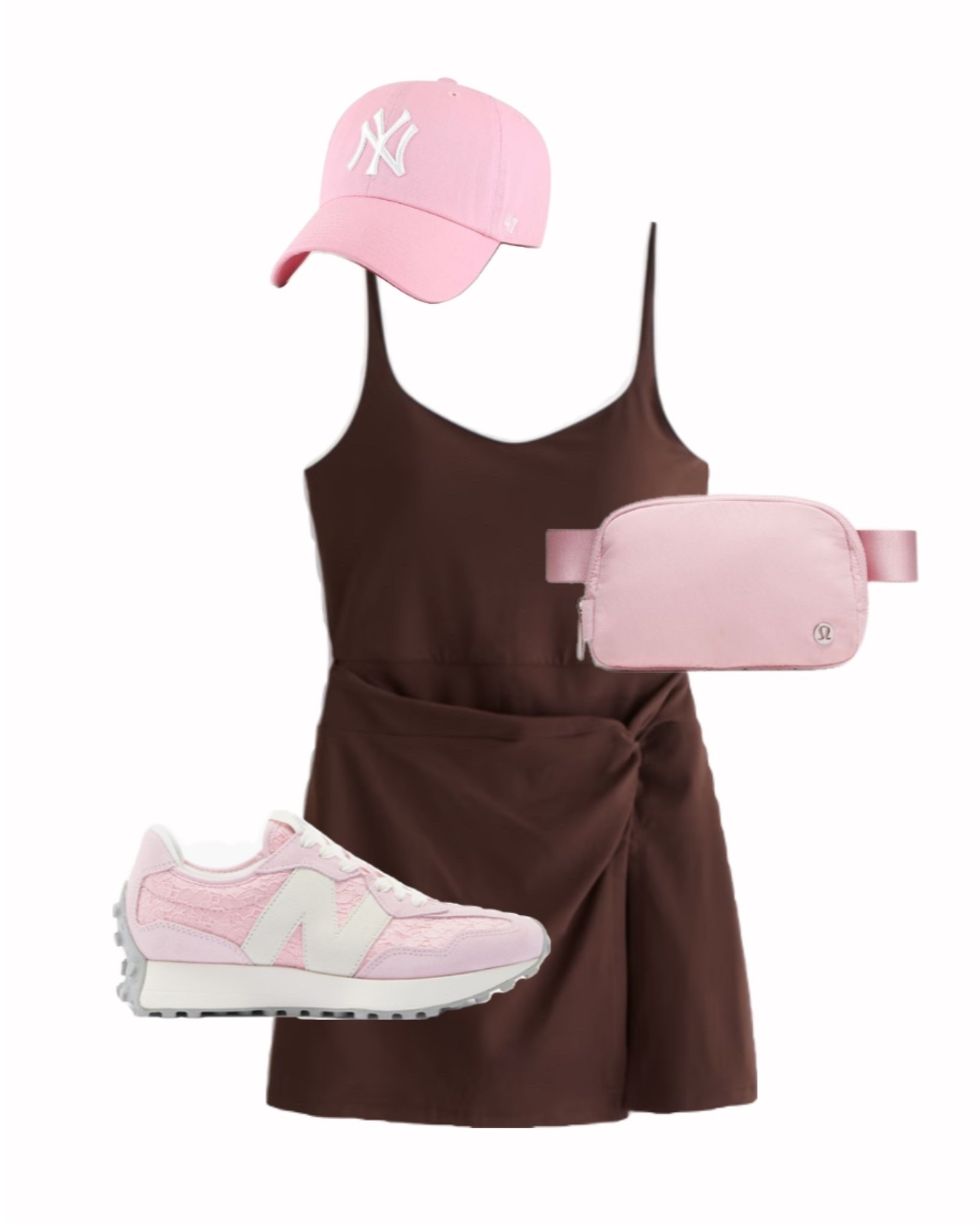 Effortless sporty chic outfit with a soft feminine touch.

neutral sporty outfit, pink sneakers outfit, brown mini dress outfit, casual spring outfit, everyday athleisure look, pink accessories outfit, baseball cap outfit women, lululemon belt bag outfit, new balance pink sneakers, comfy casual outfit, spring weekend outfit, off duty style women, casual chic outfit ideas

#LTKfitnessgoals #LTKActive #LTKSaleAlert