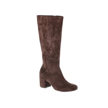 Time and Tru Women's Faux Suede Tall Block Heel Boots | Walmart (US)