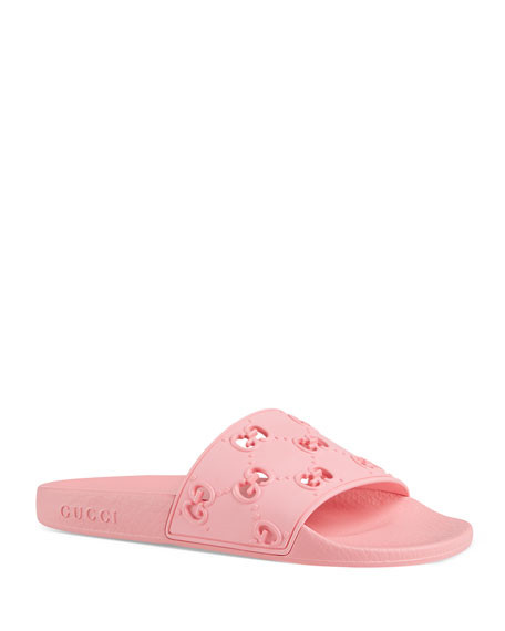 Gucci Pursuit GG Logo Pool Slides | Neiman Marcus