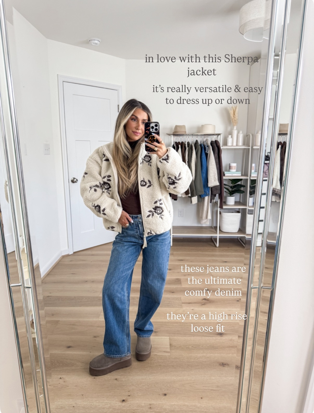 My go to casual outfit Lately 
+ Sherpa zip up: xxs
+ top: xs 
+ jeans: 24 short 

#LTKmomlife #LTKootd #LTKgrwm