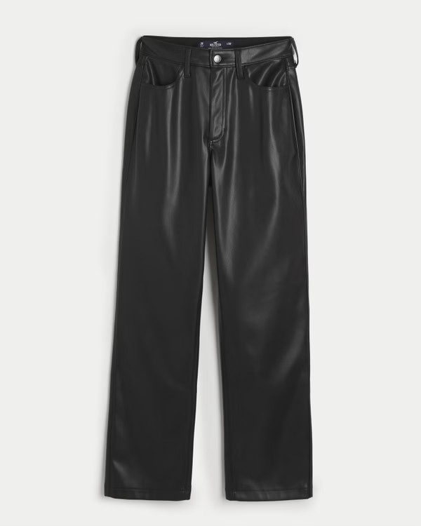 Ultra High-Rise Vegan Leather Dad Pants | Hollister (US)