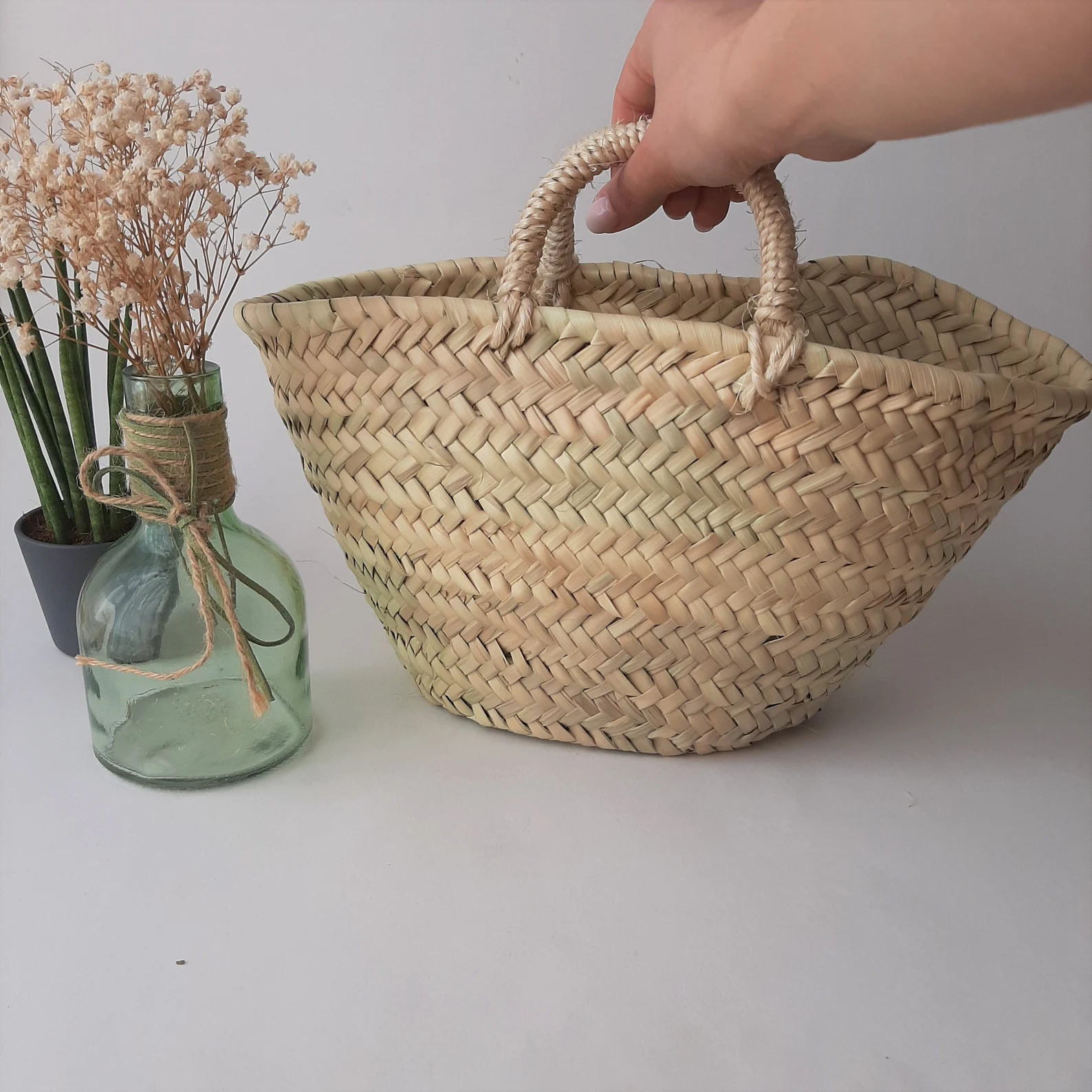 Medium Straw Flowers Basket / Flowers Girls Basket Bag / Straw Basket / Summer Bag / Wedding Flow... | Etsy (Global)