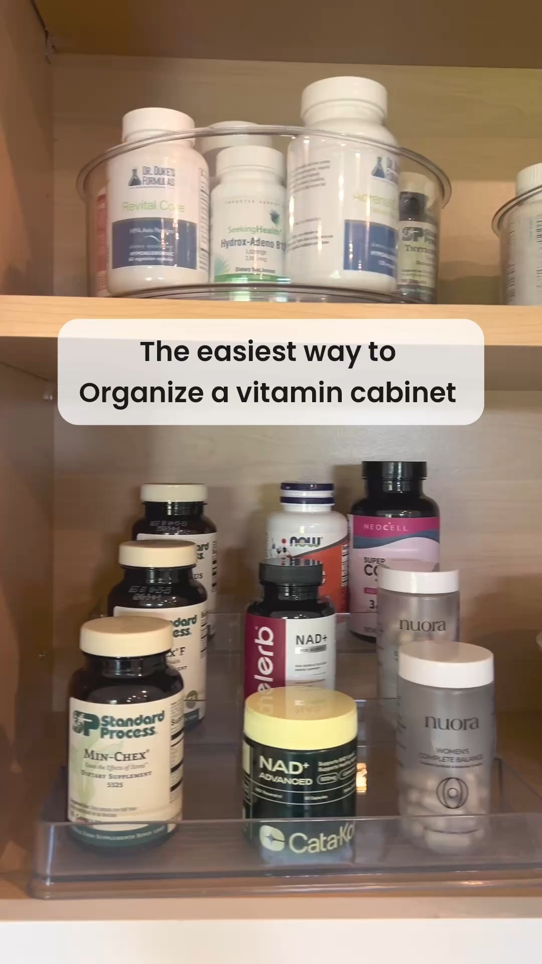 A spice organizer keeps the vitamins we use most within easy reach, while three lazy Susans make the rest easy to see and grab. Such a simple way to make a crowded vitamin cabinet work better.

#LTKHome #LTKmomlife #LTKOver40