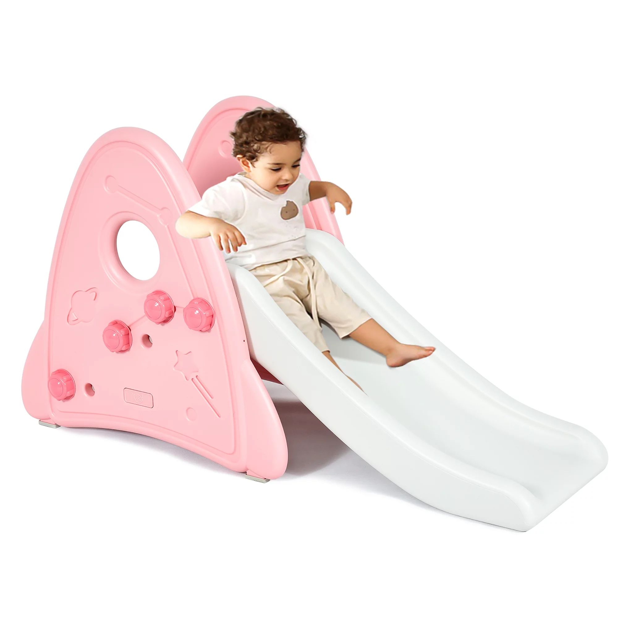 Costway Freestanding Baby Slide Indoor First Play Climber Slide Set for Boys Girls Pink - Walmart... | Walmart (US)