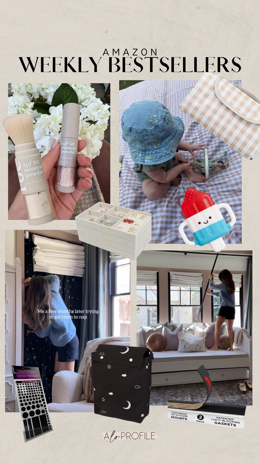 AMAZON BESTSELLERS ✨
1. Picnic Blanket
2. Light Blackout Stickers
3. Powder Sunscreen
4. Blackout Strips 
5. Teether 
6. Stackable Jewelry Organizers
7. Portable Blackout Curtains



#LTKBaby #LTKHome #LTKSummerEdit