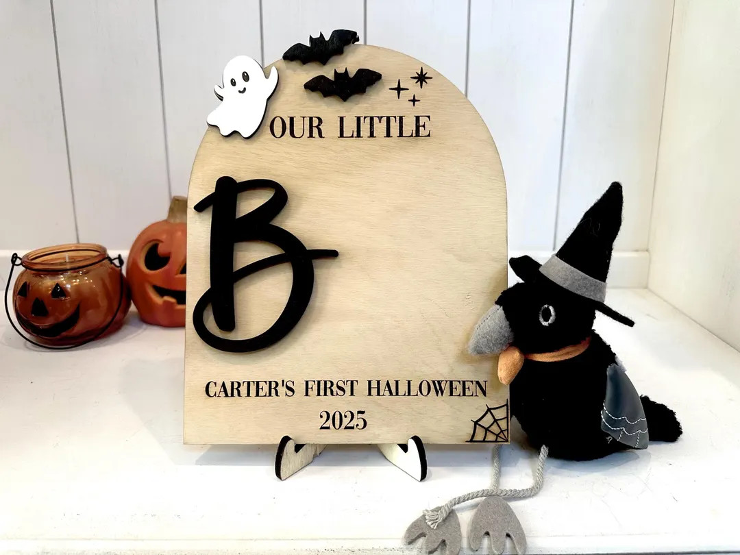 DIY Footprint, Baby's First Halloween, My Little Boo Sign, Wooden Kids Craft, Custom Children's K... | Etsy (US)