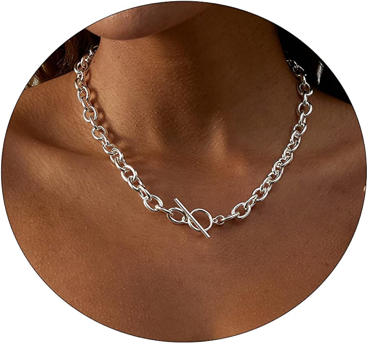 Carovo Dainty Gold Chain Toggle Clasp Necklace for Women 18K Gold Filled Handmade Pearl Cuban Cur... | Amazon (CA)