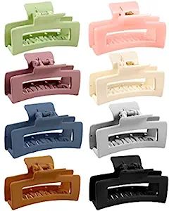 8pcs Hair Clips Set, Non-slip Hair Claw Clips 3.5 in. Acrylic Banana Rectangle Claw Clips Matte H... | Amazon (US)