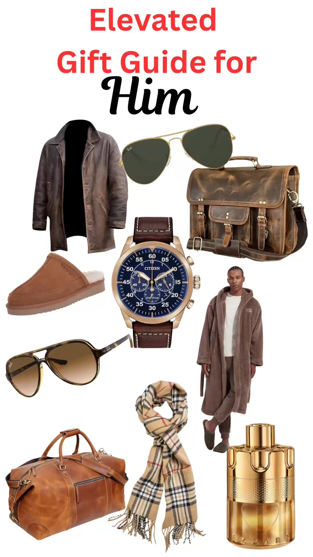 Elevated gifts for him, men’s gift guide, Men’s leather jacket, Ray Ban sunglasses, Men’s sunglasses, Men’s watch, Citizen Watch, Mens cologne, leather briefcase, mens leather overnight bag

#LTKGiftGuide #LTKHoliday #LTKMens