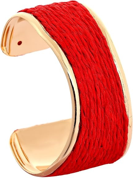 Raffia Colorful Chunky Cuff Bracelet For Women Statement Irregular Wave Vacation Tropical Beachy ... | Amazon (US)