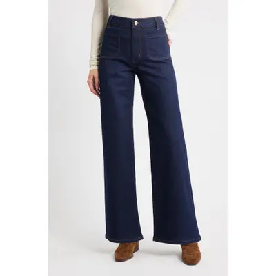 FRAME Le Slim Palazzo Patch Pocket High Waist Wide Leg Jeans in Loner at Nordstrom, Size 30 | Nordstrom