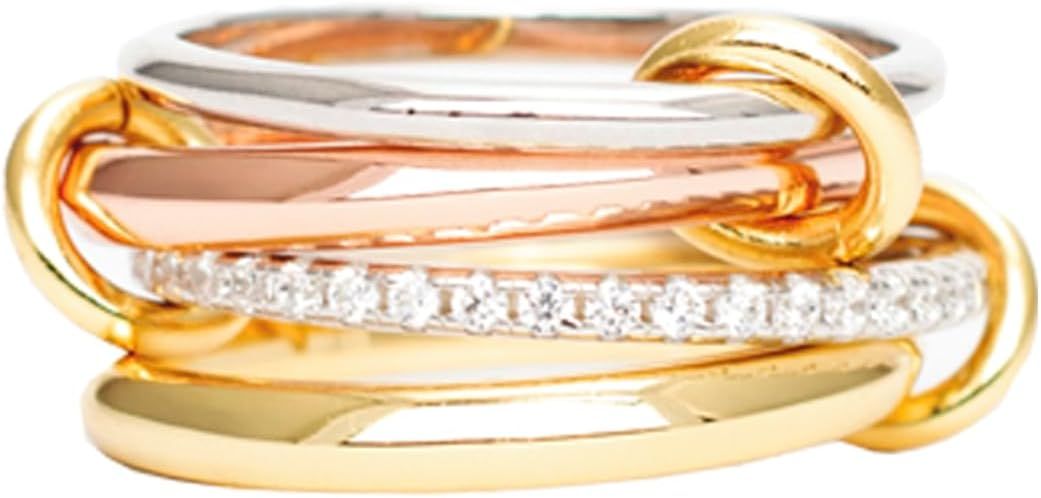 Stackable Rings Set for Women - Multiple Ring with 0.5 Micron 14K Gold Plated Rings, Sterling Sil... | Amazon (US)