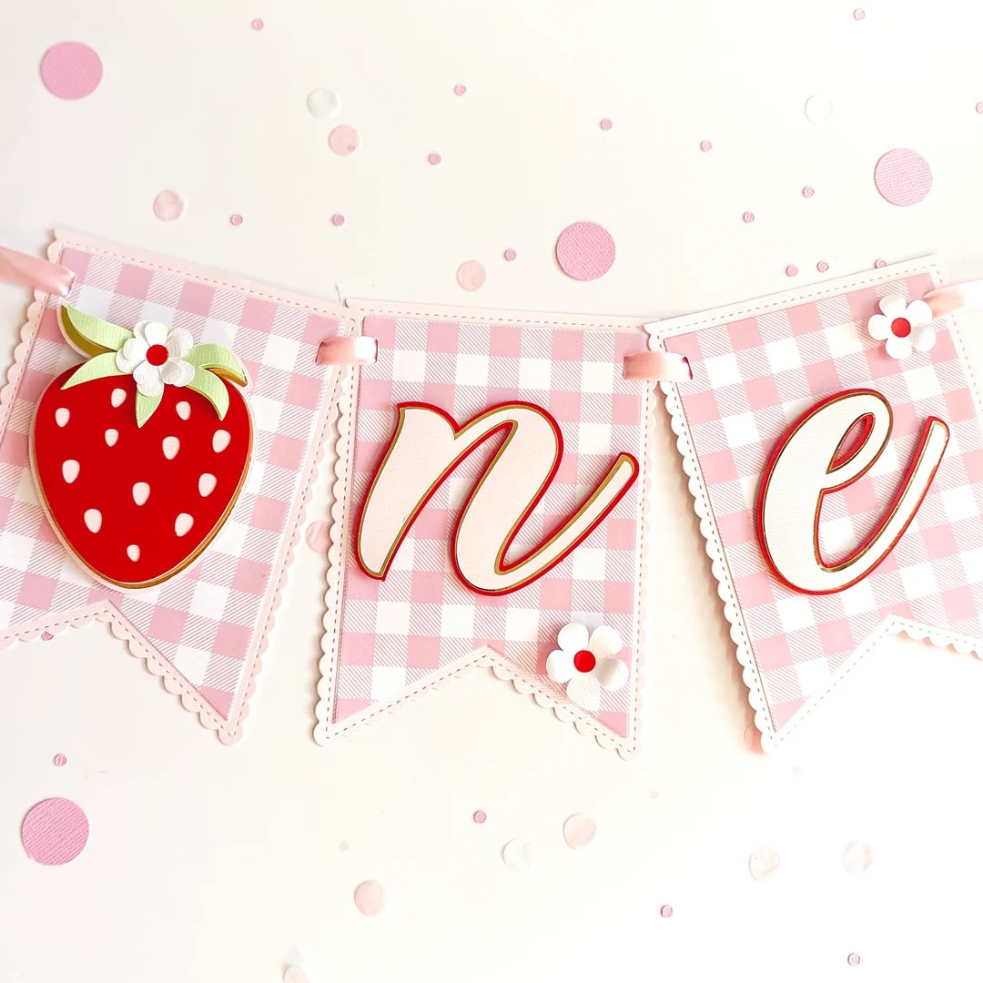 Strawberry High Chair Banner, ONE Banner Decoration, Berry First Birthday Banner, Strawberry Them... | Etsy (US)